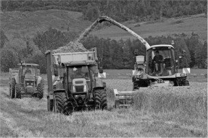 Tractors in Fields Black and White